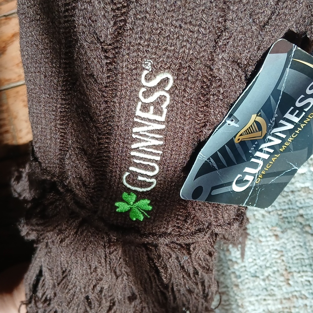 Guinness Scarf Fringe Brown NWT